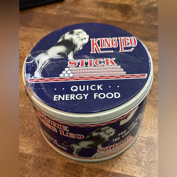 King Leo Other - King Leo Blue and Red Tin Container